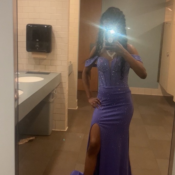 2 Cute Periwinkle rhinestone covered mermaid style prom dress size 00